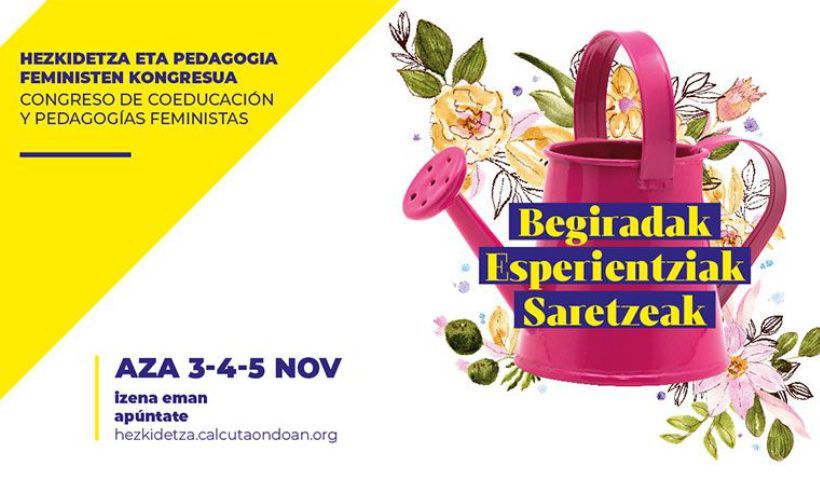 calcuta-ondoan-noticias-congreso-hezkidetza Portada del cartel sobe el congreso de coeducación y pedagogías feministas en colaboración con Calcuta Ondoan