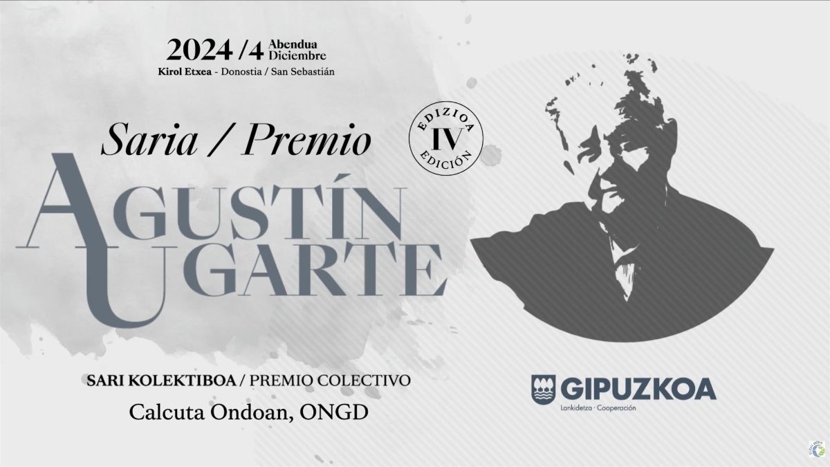 imagen de fondo de vídeo sobre premio Agustin Ugarte concedido por la diputación foral de Gipuzkoa a Calcuta Ondoan